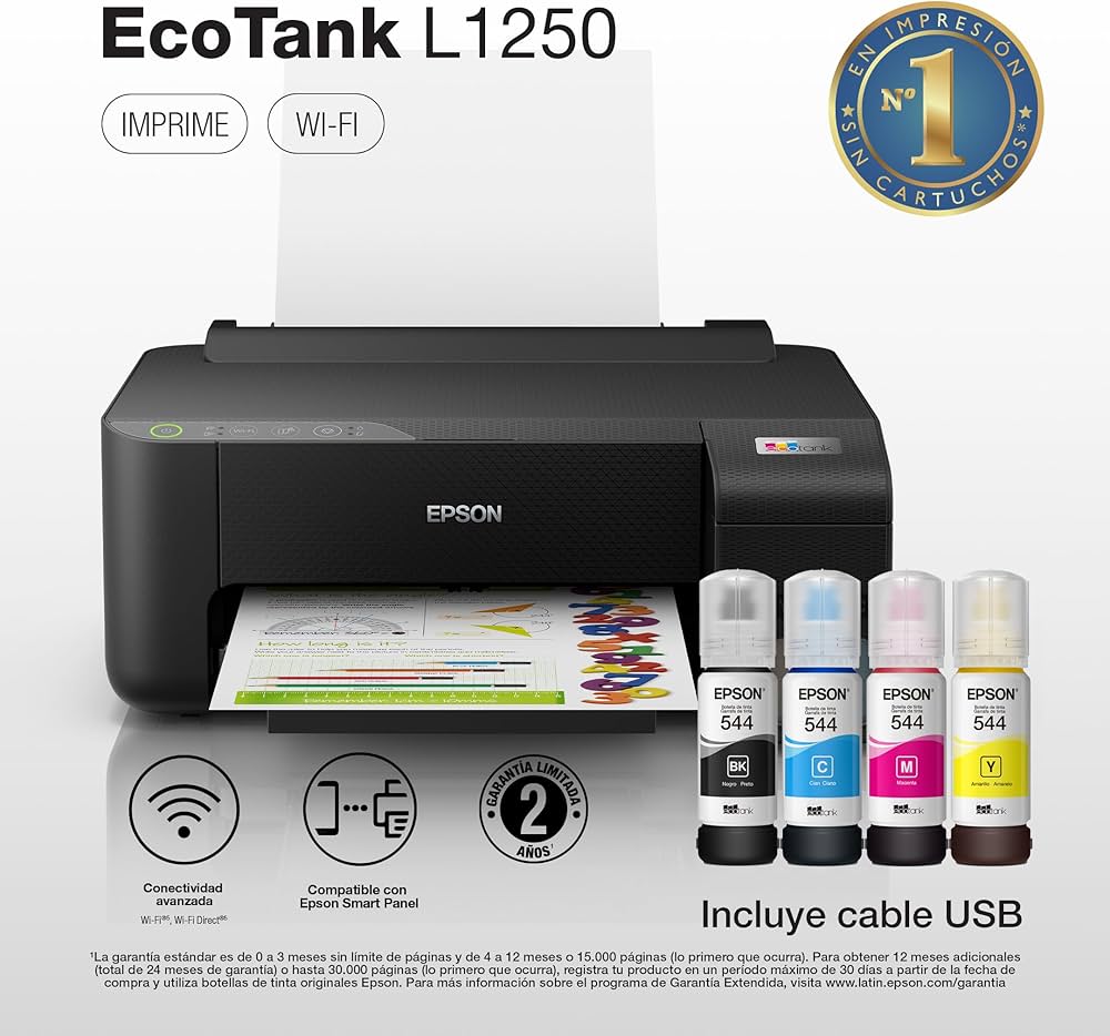 Impresora Epson Ecotank L1250: Calidad y Ahorro en Tinta