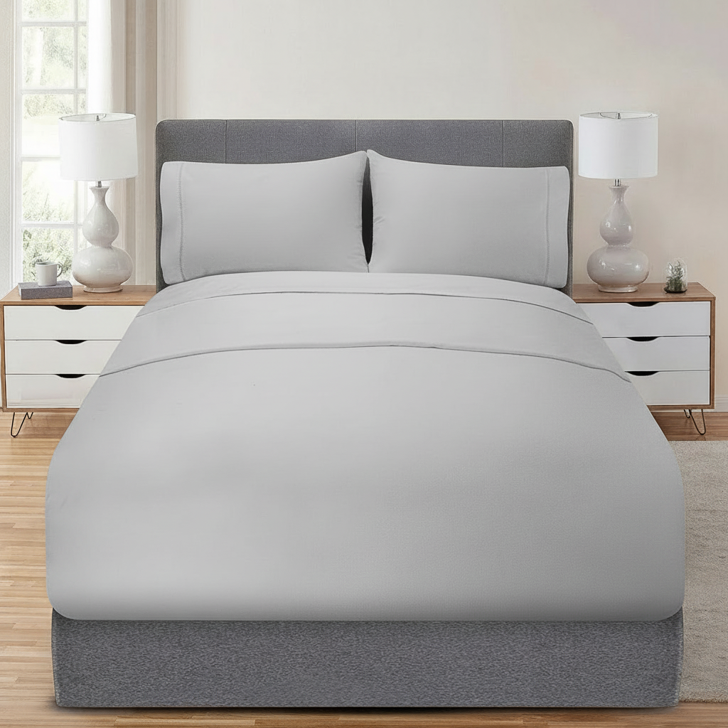Juego de sabanas de algodon 500 hilos Dalfiori Satin Talla Individual Gris