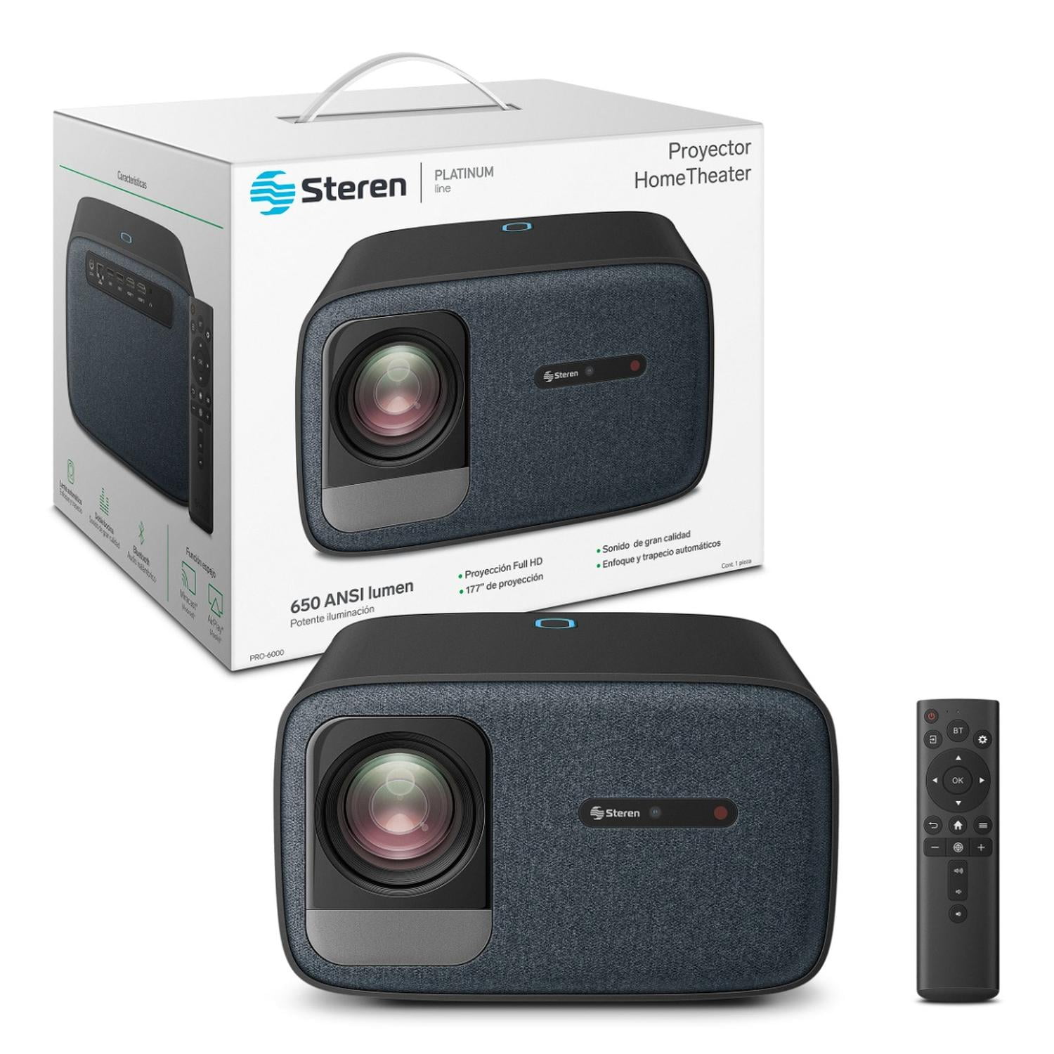 Proyector Multimedia STEREN Home Theater Full HD 20,200 Lúmenes - Ideal para tu entretenimiento en casa