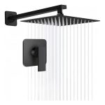 Regadera cuadrada lluvia acero inoxidable 20cm con monomando y tubo