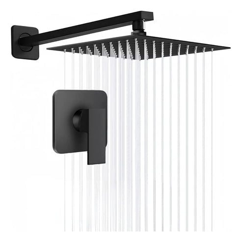 Regadera cuadrada lluvia acero inoxidable 20cm con monomando y tubo