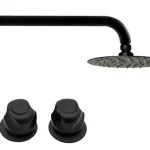 Regadera tipo lluvia redonda 20cm negro mate alta y baja rubinett