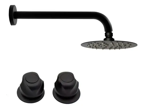 Regadera tipo lluvia redonda 20cm negro mate alta y baja rubinett