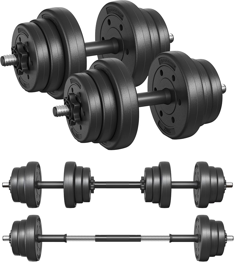 SONGMICS Juego de Mancuernas 2 en 1 Mancuernas Ajustables de 20/30 kg