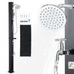 VEVOR Ducha Solar Exterior 10.6 Gal Altura 6.7 Pies Grifo Mano Y Pie Agua Fría Y Caliente Independiente Negro