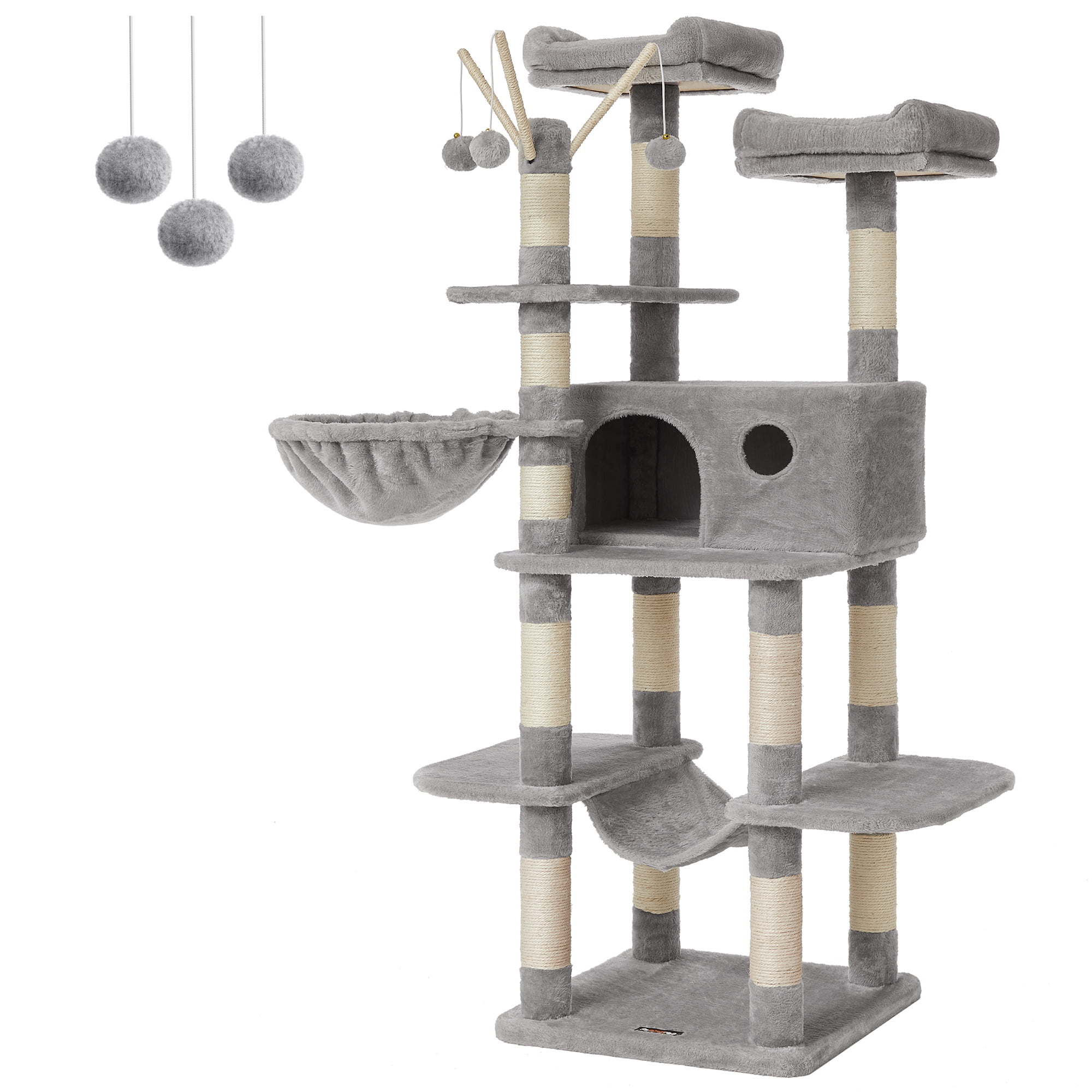 Árbol para gatos taoqimiao grande 185 cm con 9 postes para rascar beige