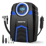 Compresor de aire portátil, inflador de llantas digital automático, 150 psi, con led, 4 boquillas belug ,azul negro