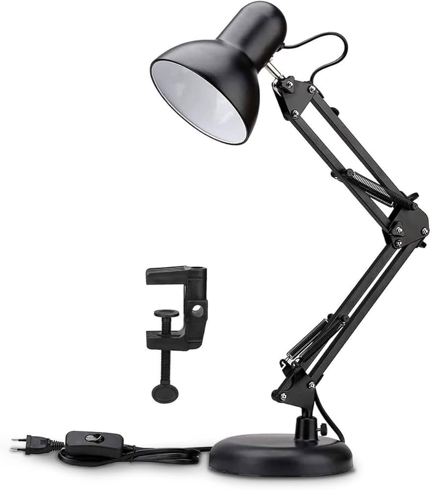 Lámpara de Escritorio con Pinza LED Lámpara de Metal de Mesa con Brazo Flexible de 360°