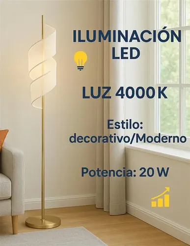 Lámpara de pie decorativa para sala cityluz - 20w led