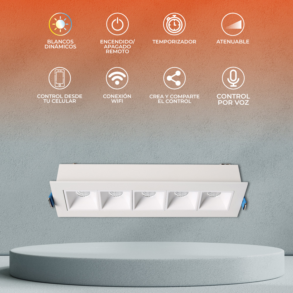 Lámpara Downlight Inteligente WiFi 11 W Luz Blanca Ajustable