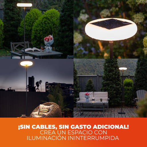 Lámpara Solar de Pie 5 W Luz Cálida Altura Ajustable