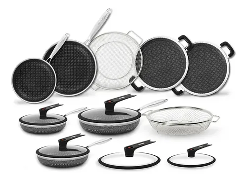Mega Set Juego Sartenes Acero Inoxidable Samurai 14 Piezas