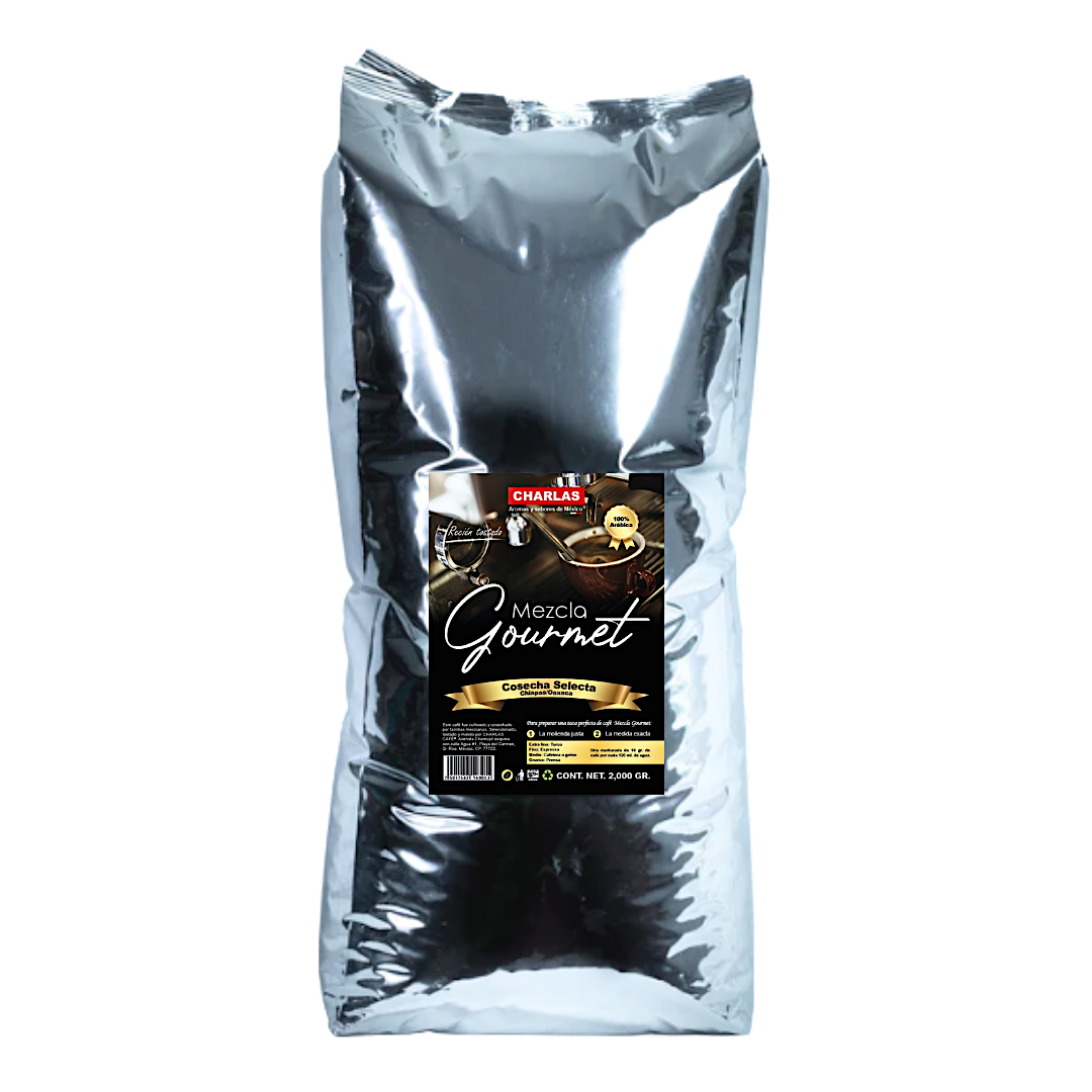 Mezcla Gourmet. Charlas Café 100% Arábica. 2,000 grs. Molido para
