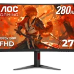 Monitor curvo ultrarrápido para juegos Aoc c27g4zh de 27" sin marco fhd 1080p
