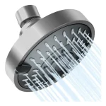 Regadera Fija Redonda Cromada de 4" con 5 Funciones y Alta Presión para Baño