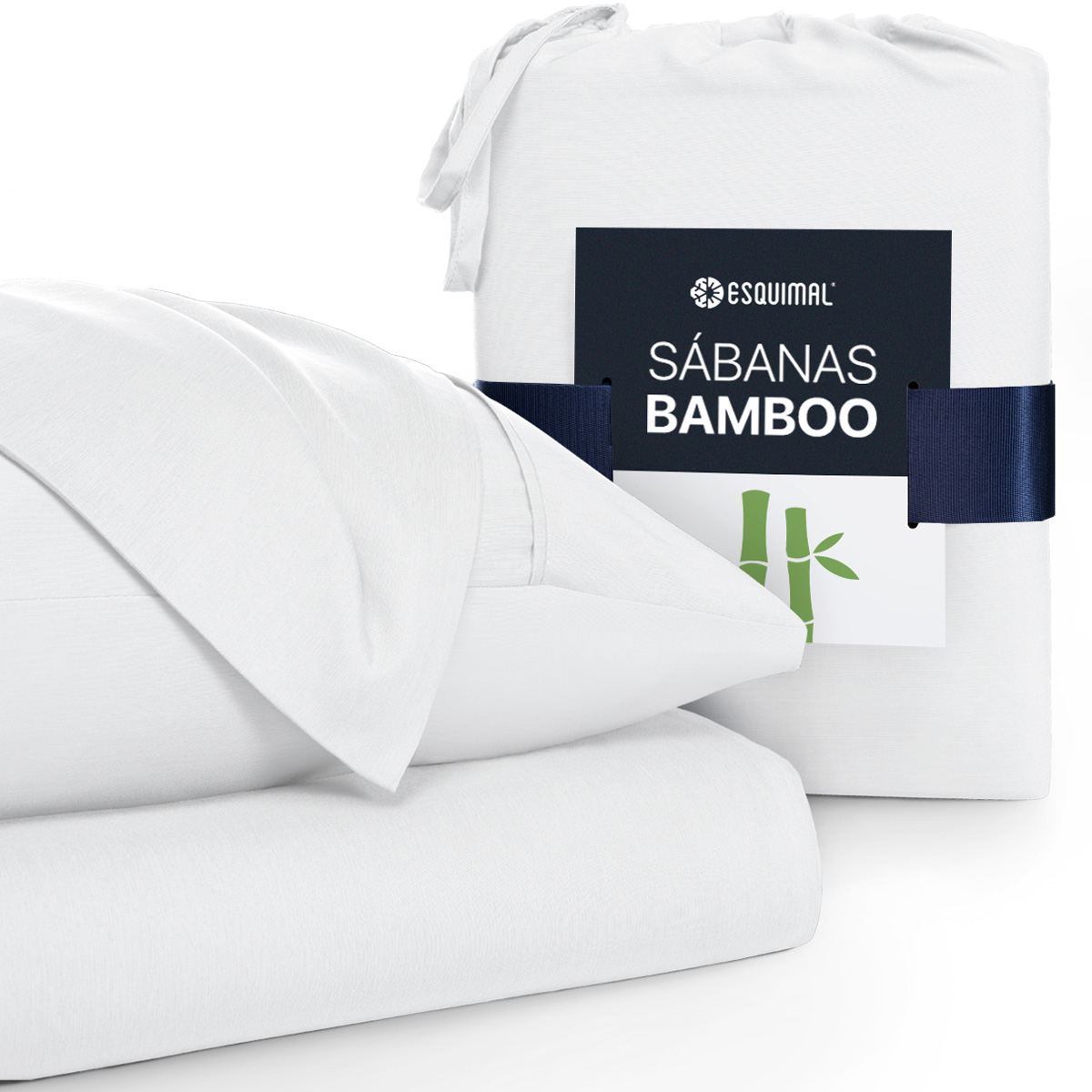 Juego de sábanas de bambú suaves y frescas, termorreguladoras, hipoalergénicas, eco-friendly y duraderas.