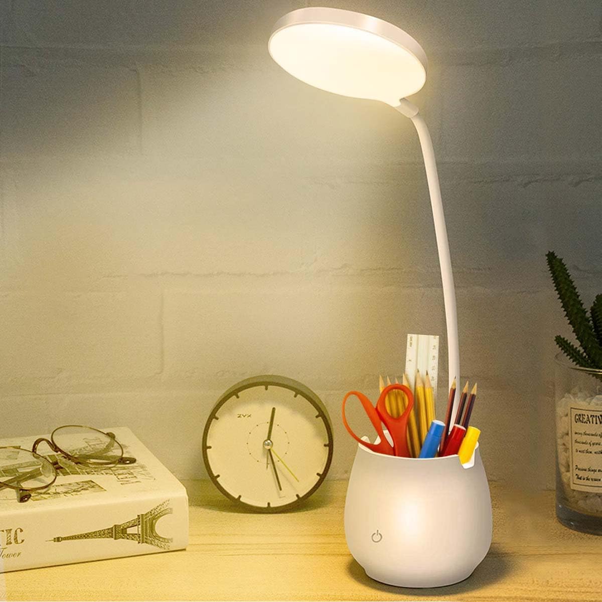 Salandens lampara de escritorio lampara de mesa con brazo flexible de 360°