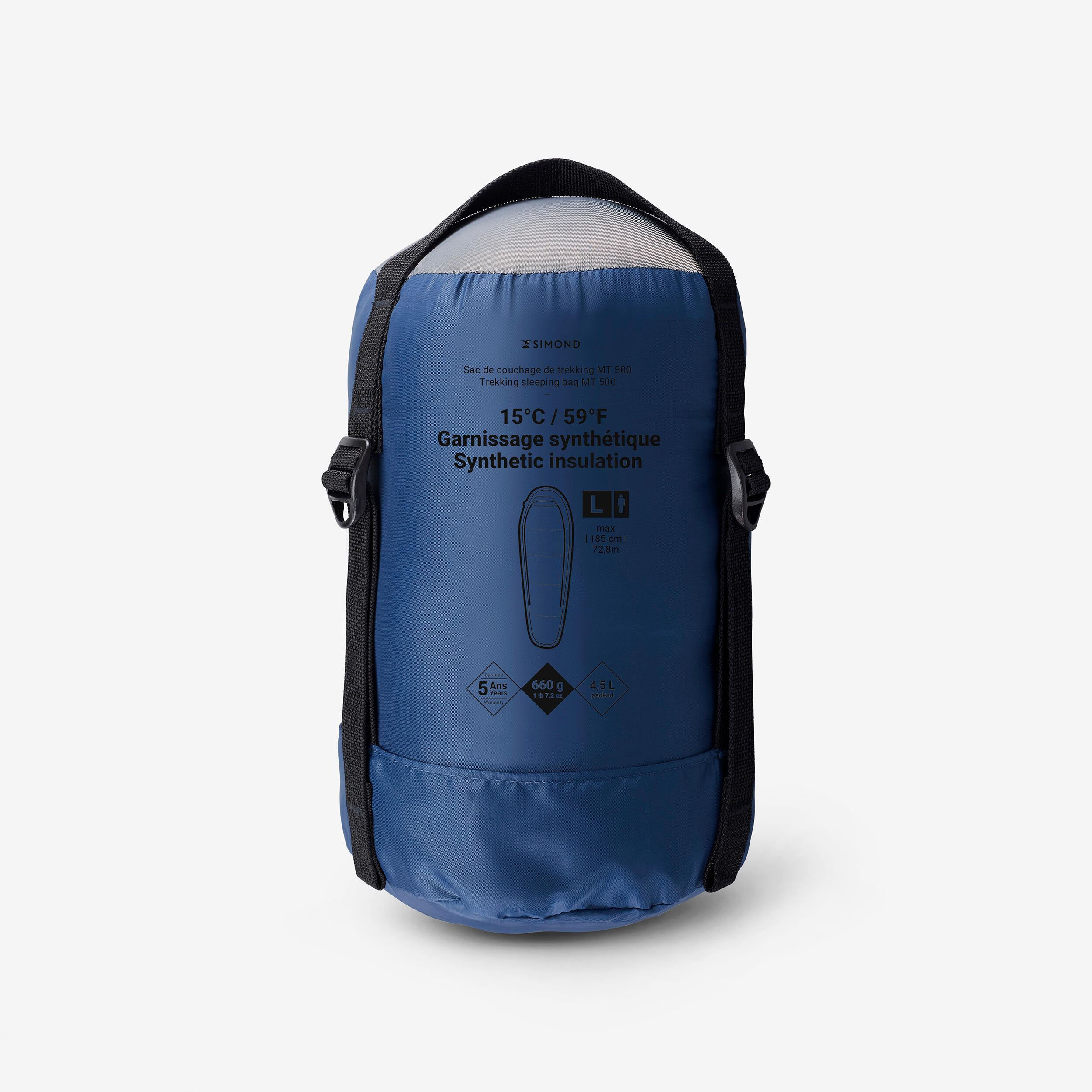 Simond Sleeping Bag De Trekking Sintético Acoplable Y Compacto Para 15 °C Mt500