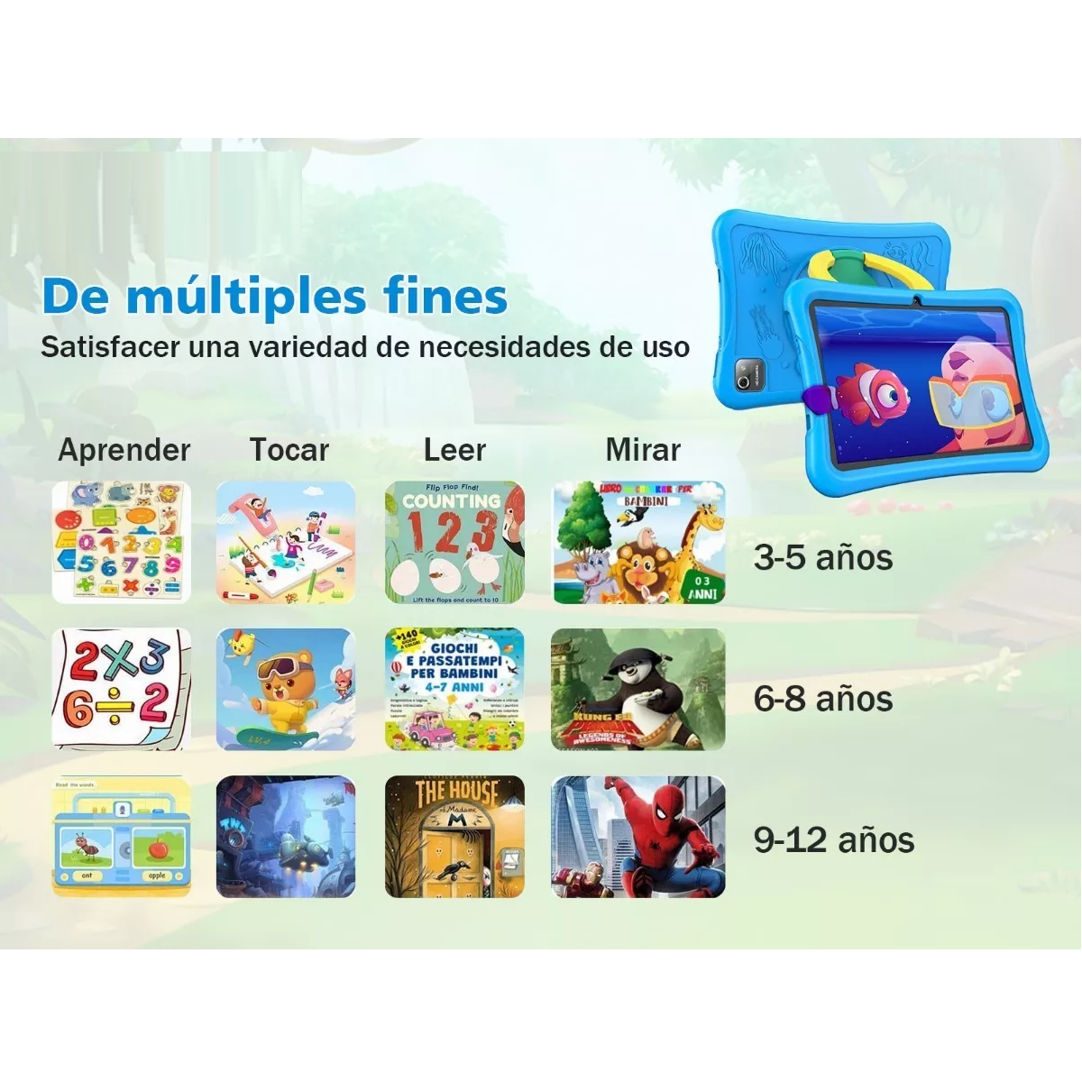Tablet con funda pad 10'' android 64gb+4gb memoria ram azul
