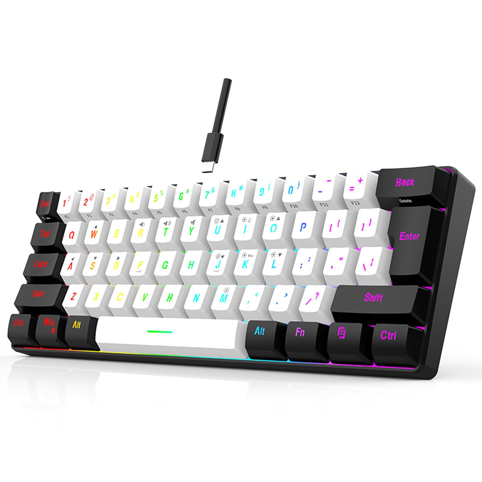 Teclado mecánico con iluminación rgb de 61 teclas estructura compacta