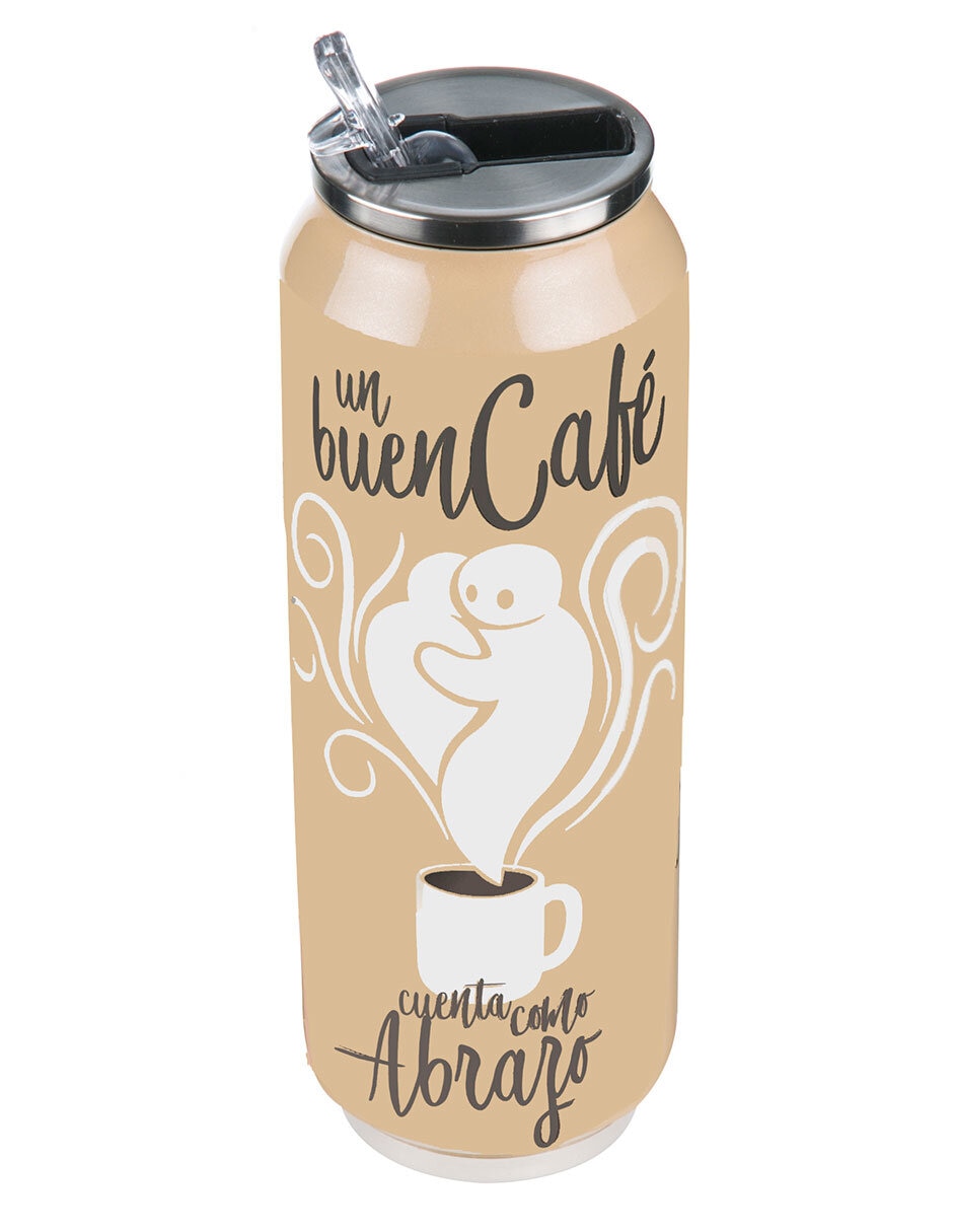 Termo doble pared Running de acero inoxidable con tapa rosca 680 ml Café