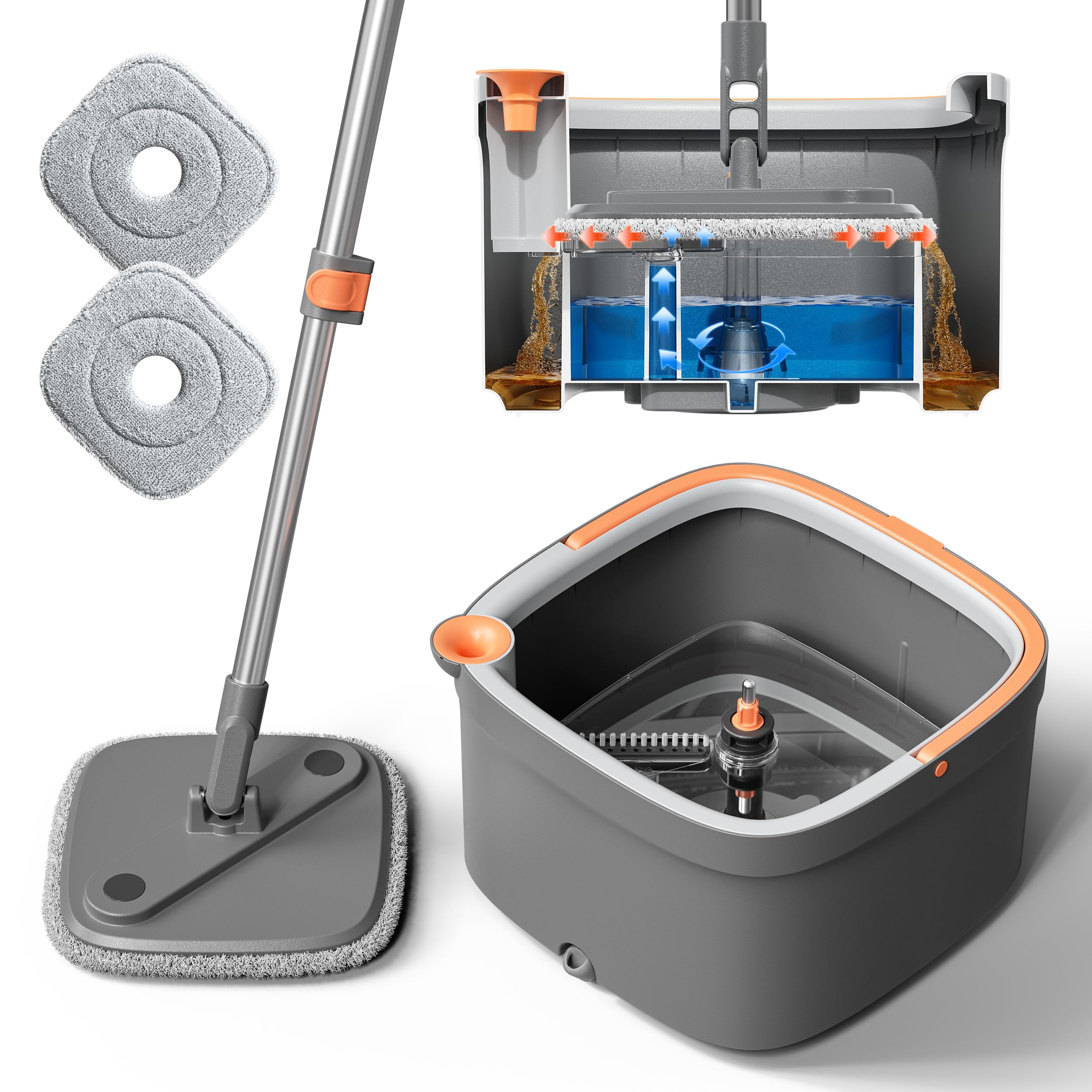 Trapeador Giratorio Autolimpiante Con Cubo Y Microfibras 360