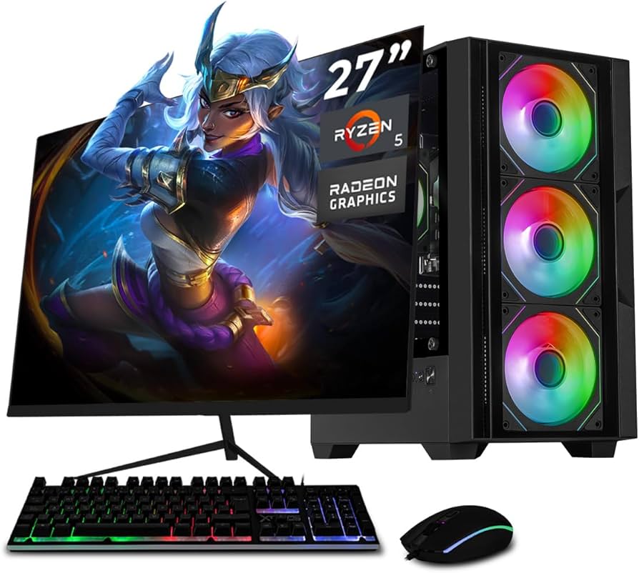 Xtreme PC Gaming AMD Radeon Renoir Ryzen 5 5600G 16gb SSD 1TB Monitor 27 wifi